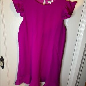 TCEC Pink A-line Flutter Sleeve Cocktail Dress